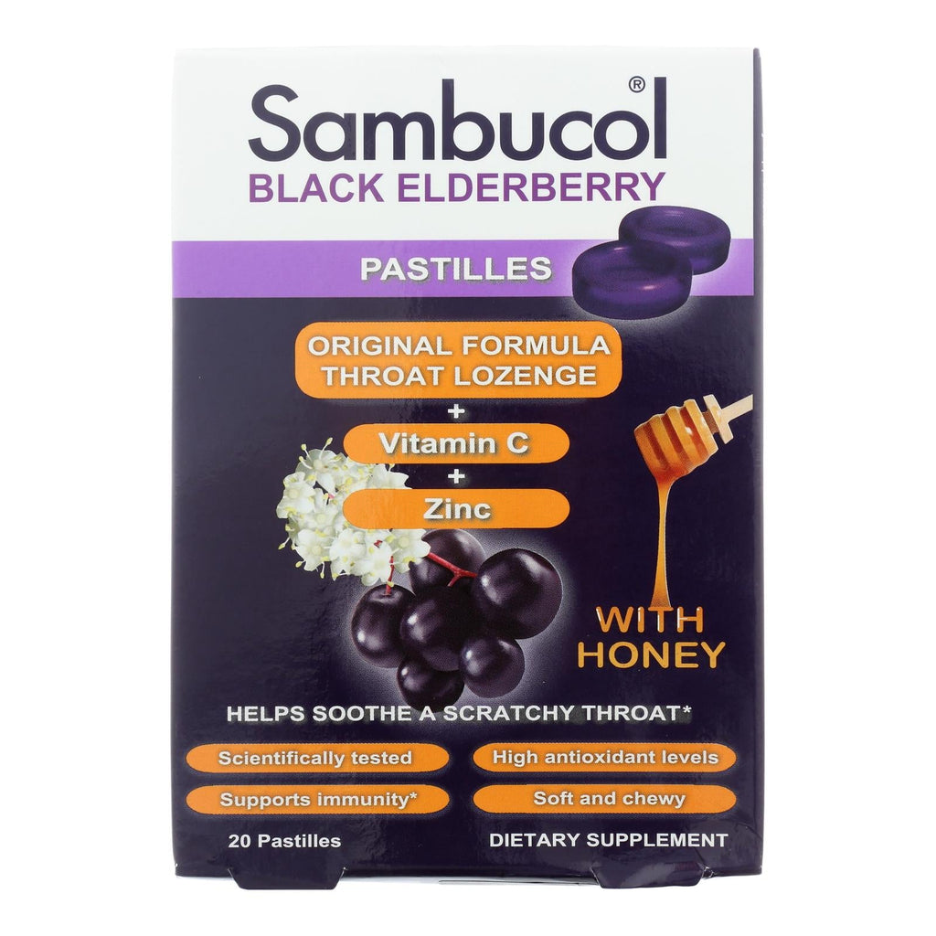 Sambucol Black Elderberry Pastilles, Immune Support with Antioxidants, (Pack of 20)