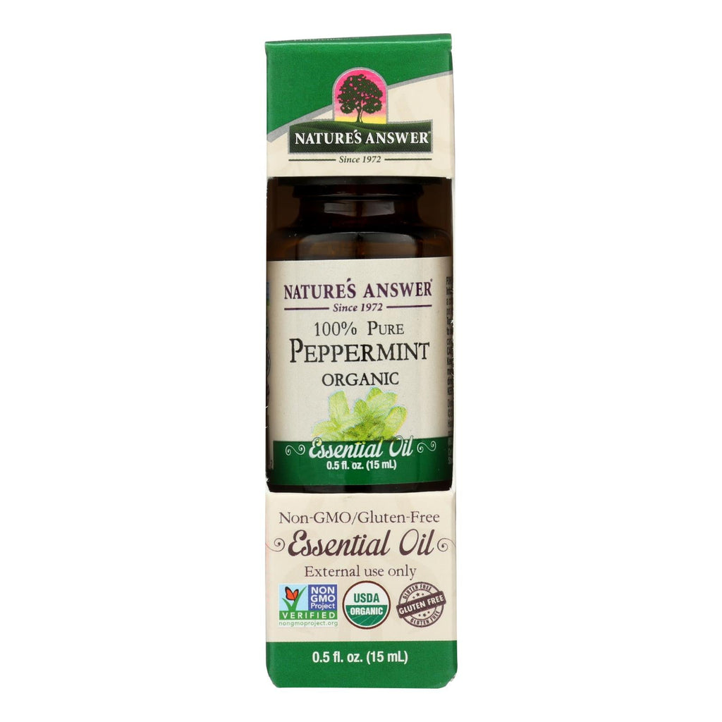 Nature's Answer 100% Pure and Organic Essential Oil - Peppermint - 0.5 Oz.