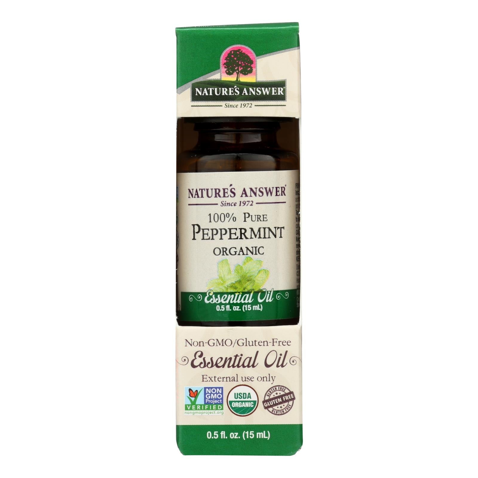 Nature's Answer 100% Pure and Organic Essential Oil - Peppermint - 0.5 Oz.