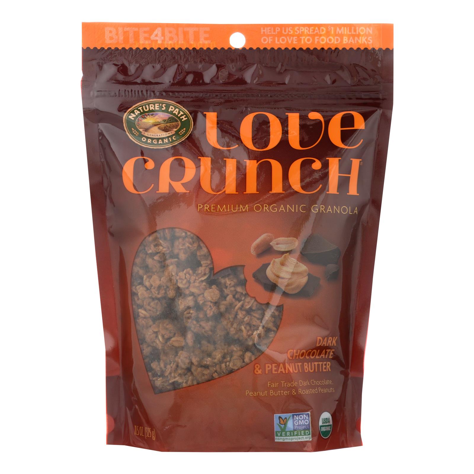 Nature's Path Organic Love Crunch Granola: Indulge in Dark Chocolate & Peanut Butter Bliss (Pack of 6 - 11.5 Oz.)