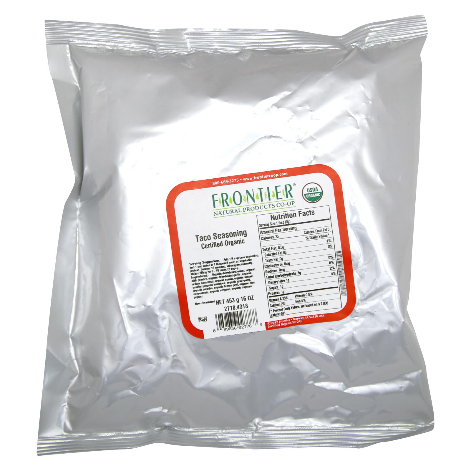 Frontier Herb - Organic  Taco Seasoning - 1 lb. Bulk Pack