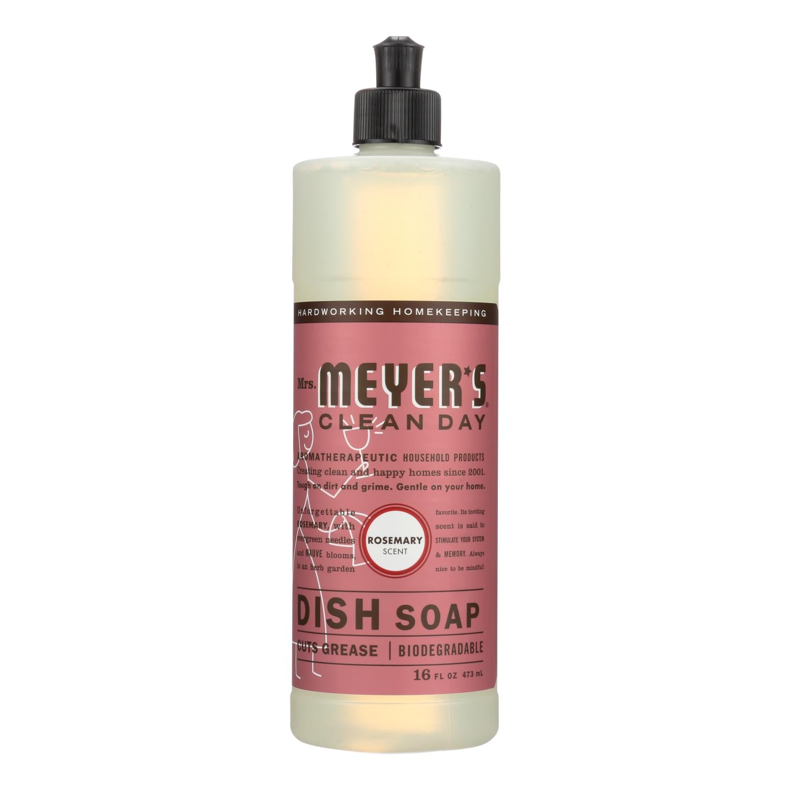 Mrs. Meyer's Clean Day Rosemary Liquid Dish Soap, 16 Oz, Pack of 6
