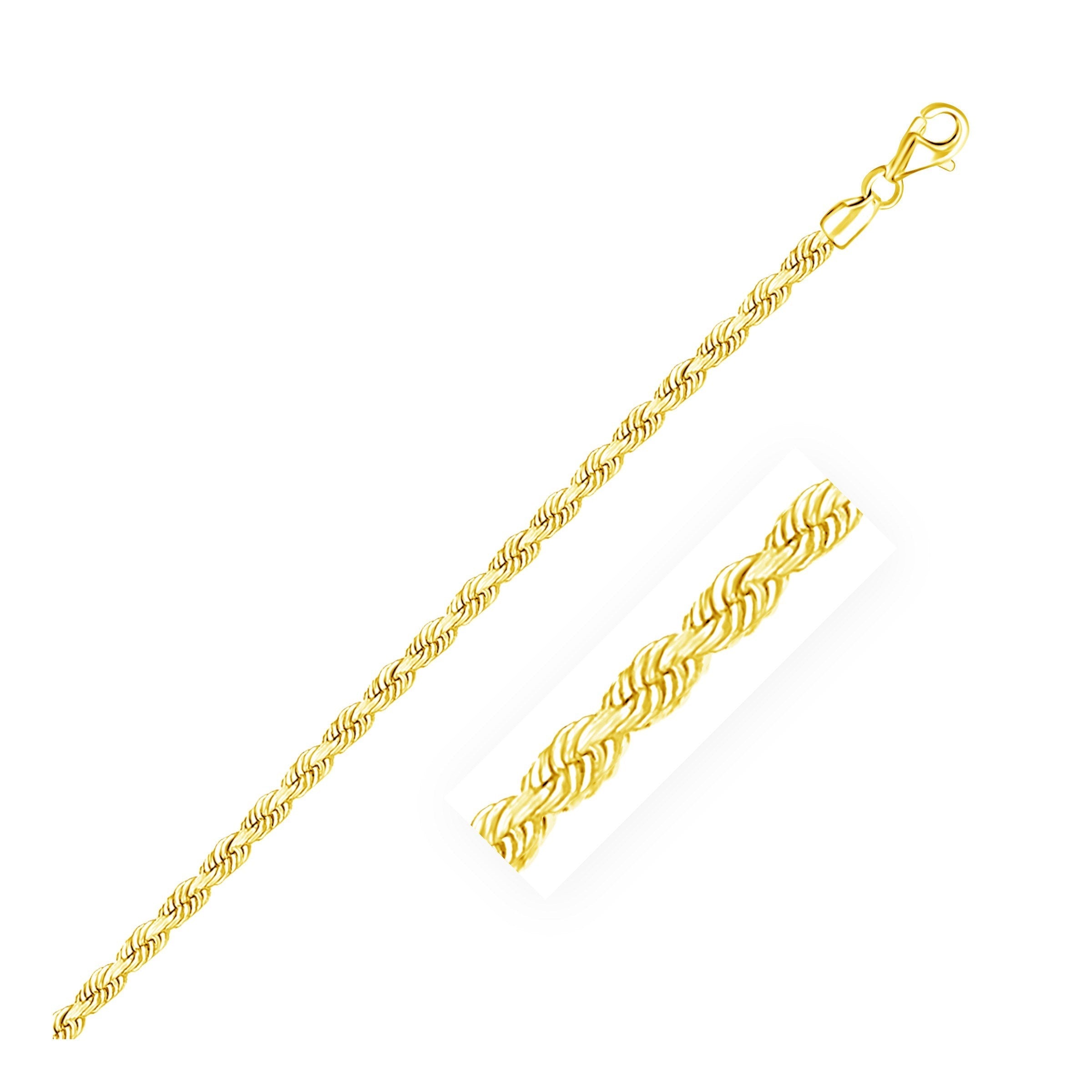 3.0mm 10k Yellow Gold Solid Diamond Cut Rope Bracelet - PhishStones Products