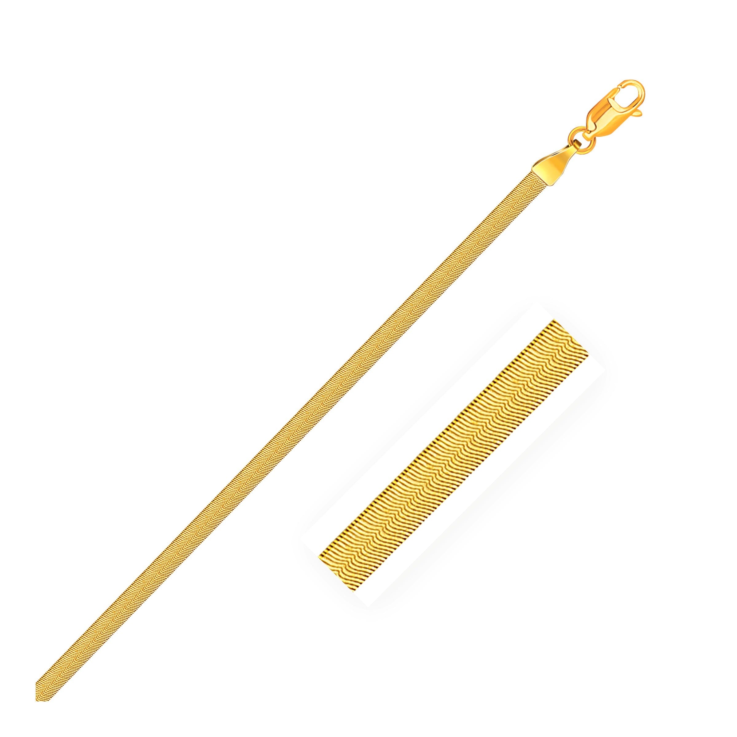 3.0mm 14k Yellow Gold Super Flex Herringbone Bracelet - PhishStones Products