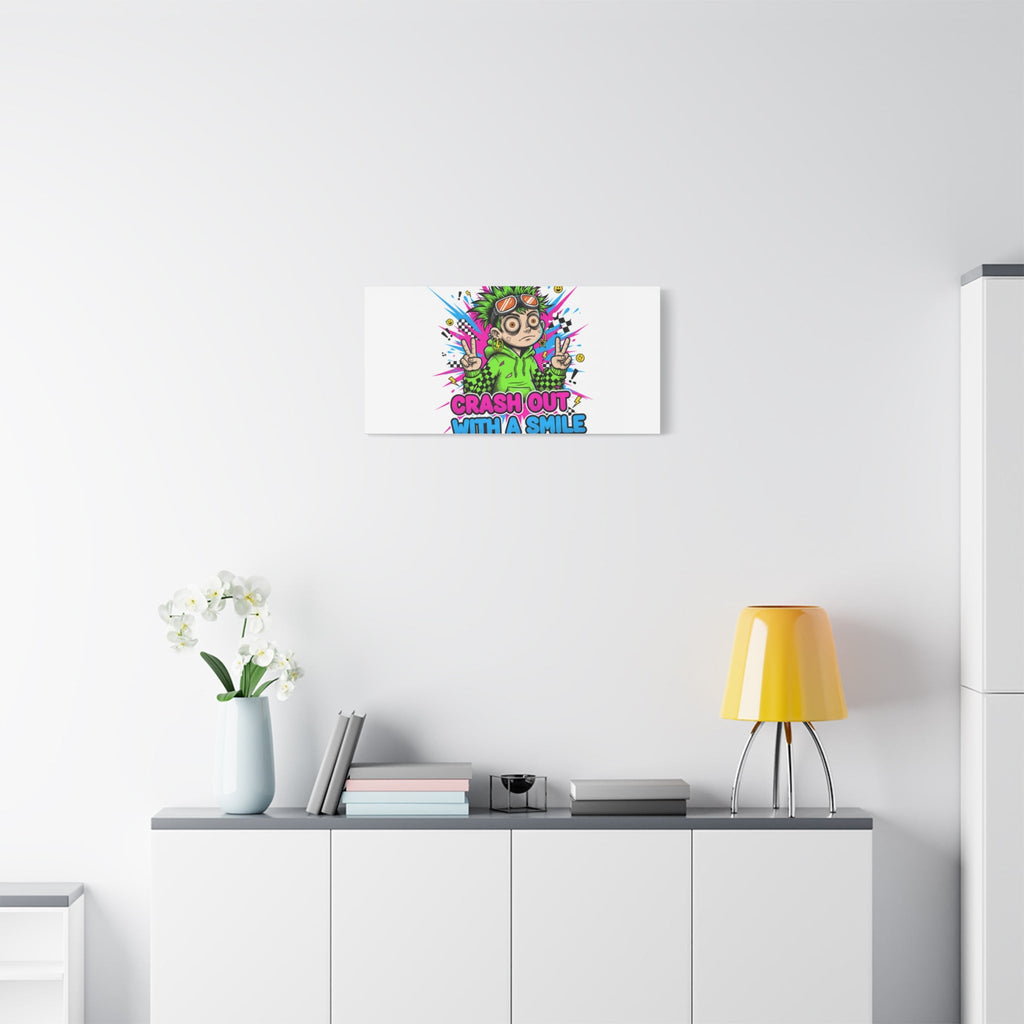 Crash Out With a Smile Canvas Print | Neon Skate Graffiti, Meme Meltdown Art