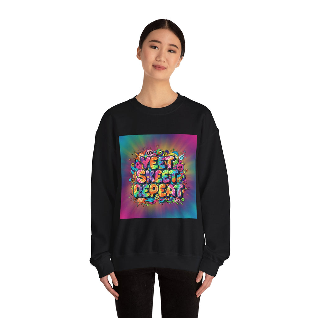 Yeet Sleep Repeat Sweatshirt | meme phrase, glitch graphic