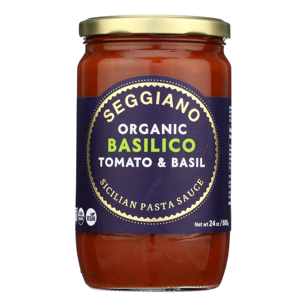 Seggiano Basilico Tomato And Basil Organic Pasta Sauce, Case of 6, 24 oz Jars