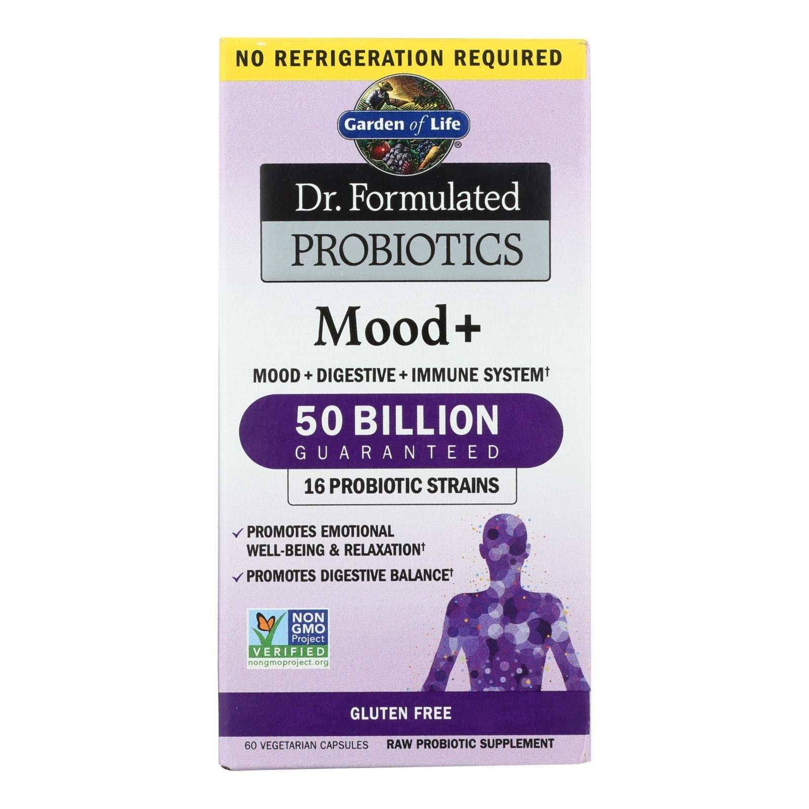 Garden of Life Dr. Formulated Probiotics Mood+, 60 Vegetarian Capsules