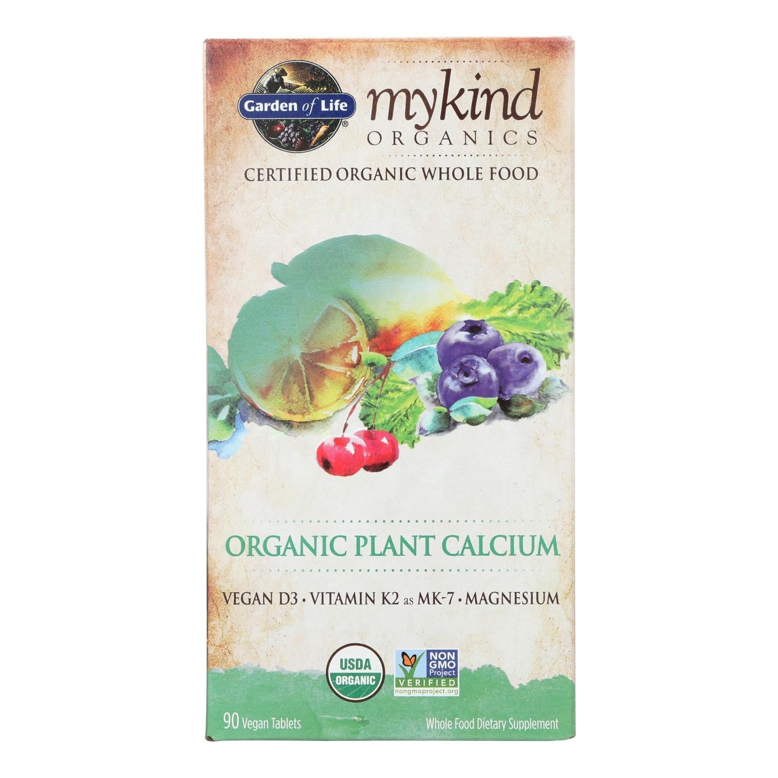 Garden of Life Organics Mykind Plant Calcium, 90 Tablets