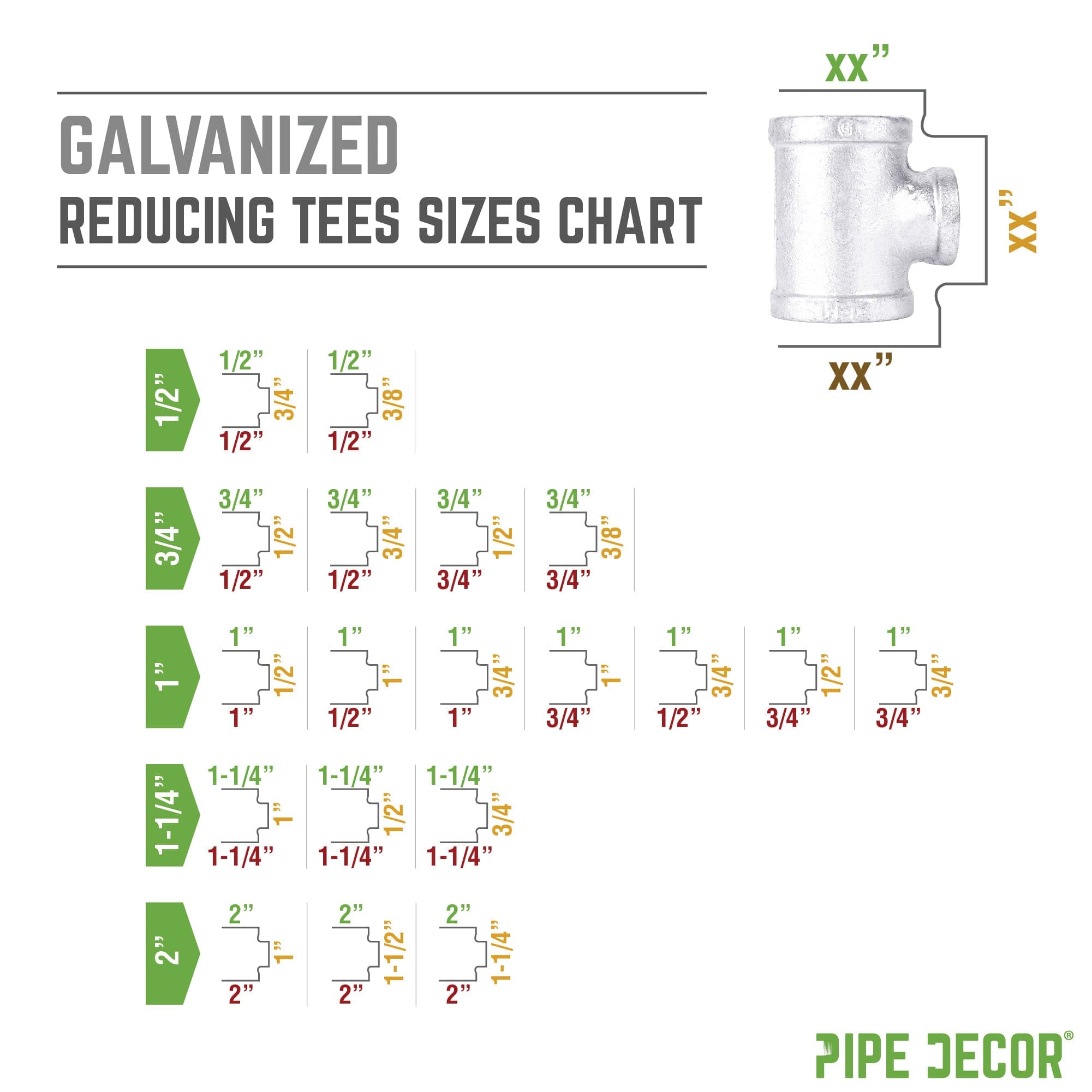 1 in. x 1/2 in. x 1 in. Galvanized Reducing Tee