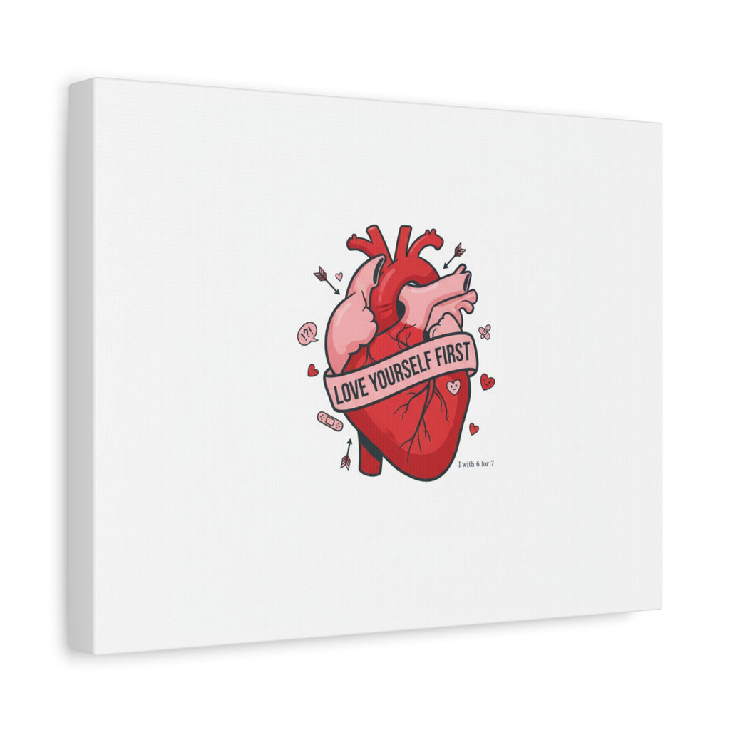 Love Yourself First Canvas, Hearts-with-a-Twist, Anti-Valentine Art