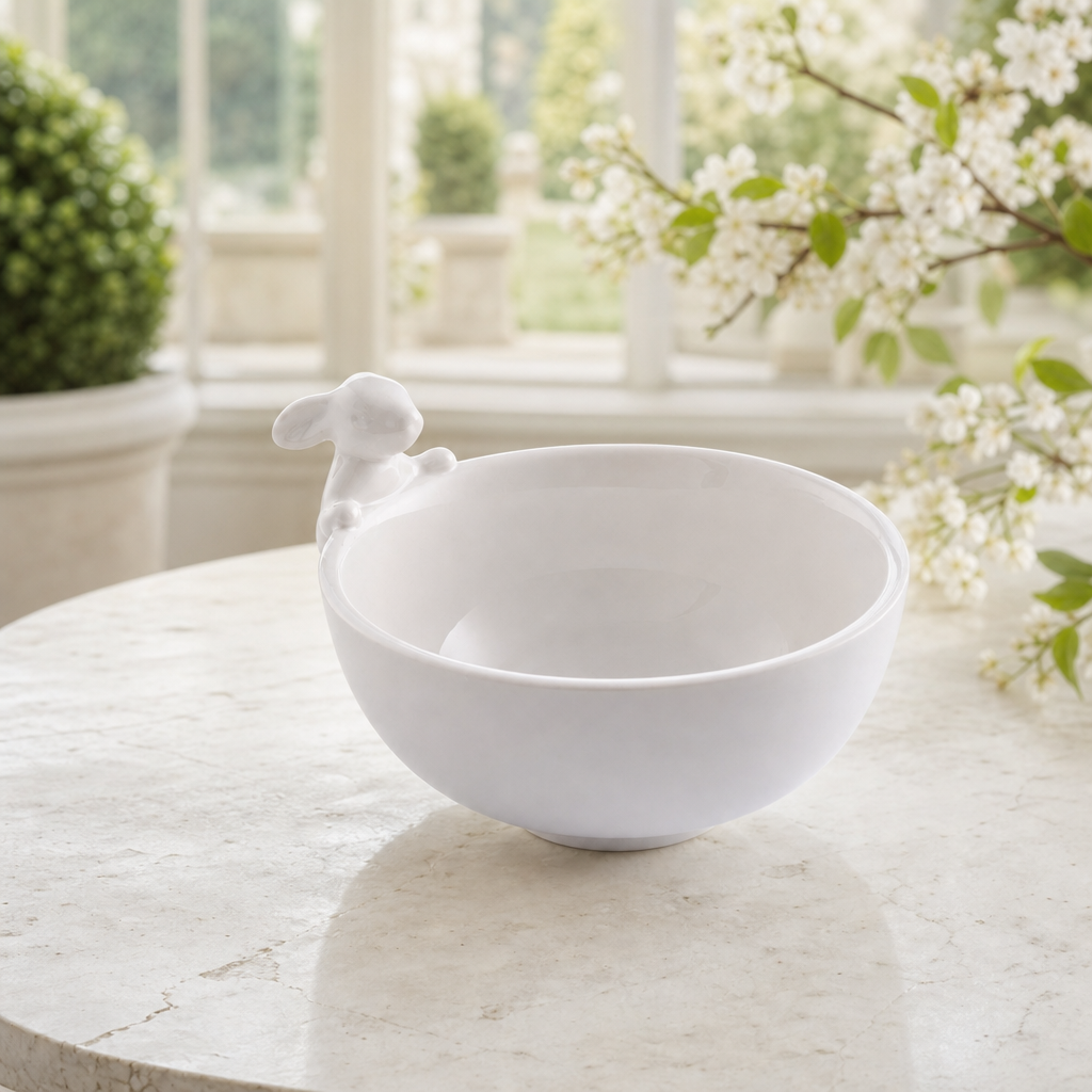 Porcelain Climbing Bunny Candy / Dip Bowl