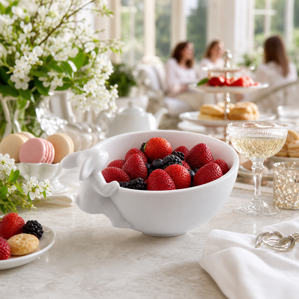 Porcelain Climbing Bunny Candy / Dip Bowl