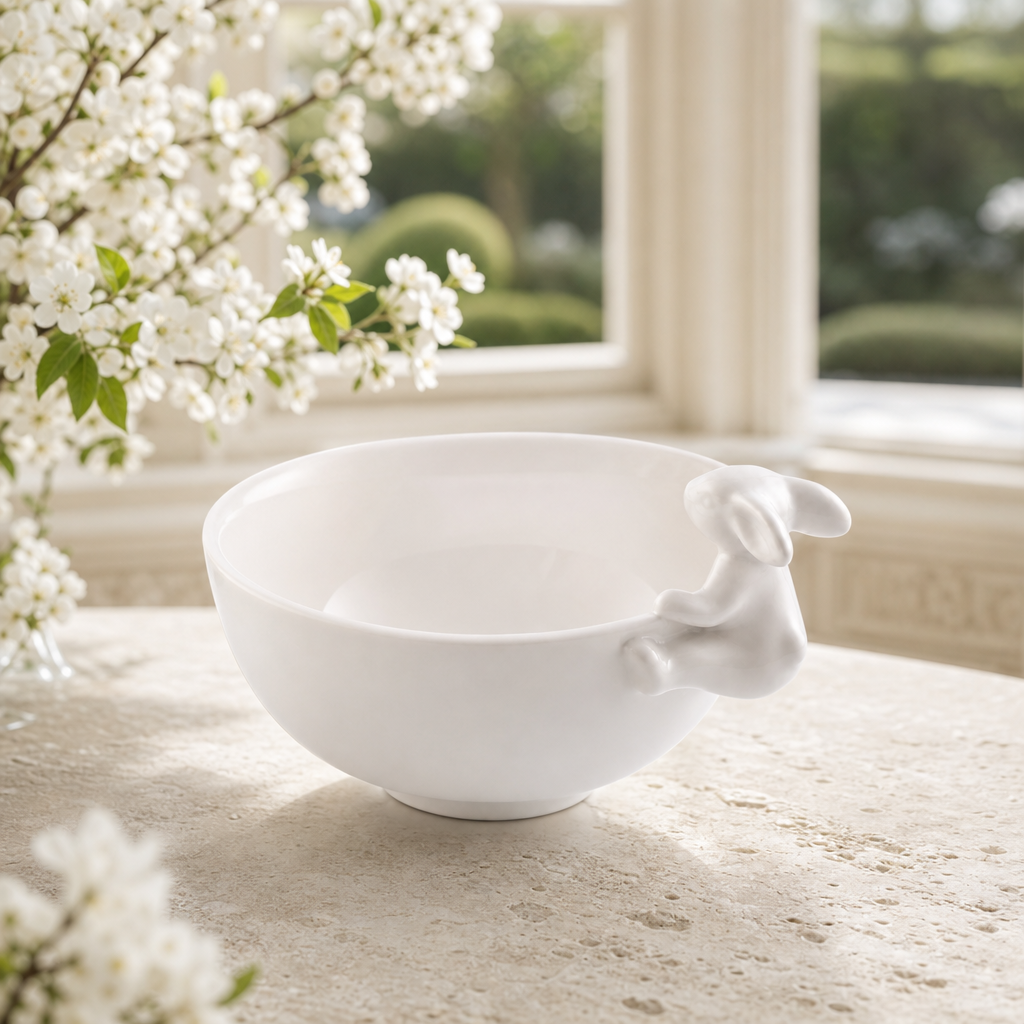 Porcelain Climbing Bunny Candy / Dip Bowl