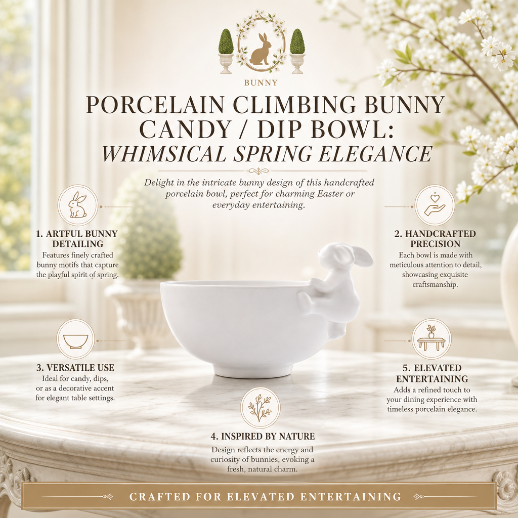 Porcelain Climbing Bunny Candy / Dip Bowl