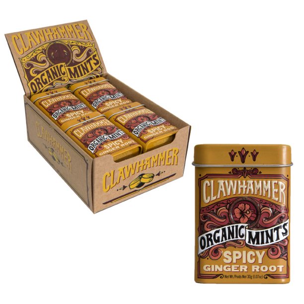Clawhammer Ginger Root Mints, Case of 12 (1.07 oz Each)