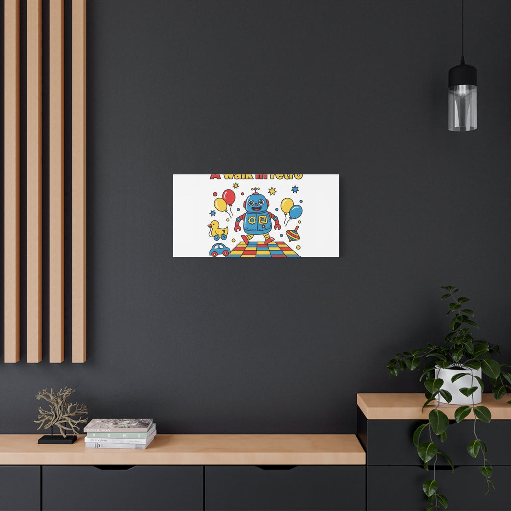 Retro Toy Robot Canvas | Throwback Kid, Primary Color Nostalgia