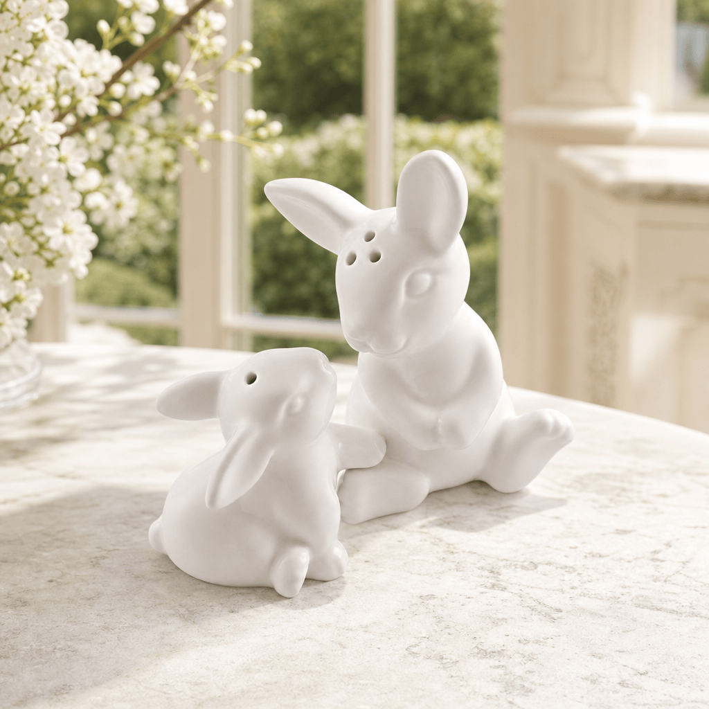 Porcelain Mother and Son Bunny Salt and Pepper