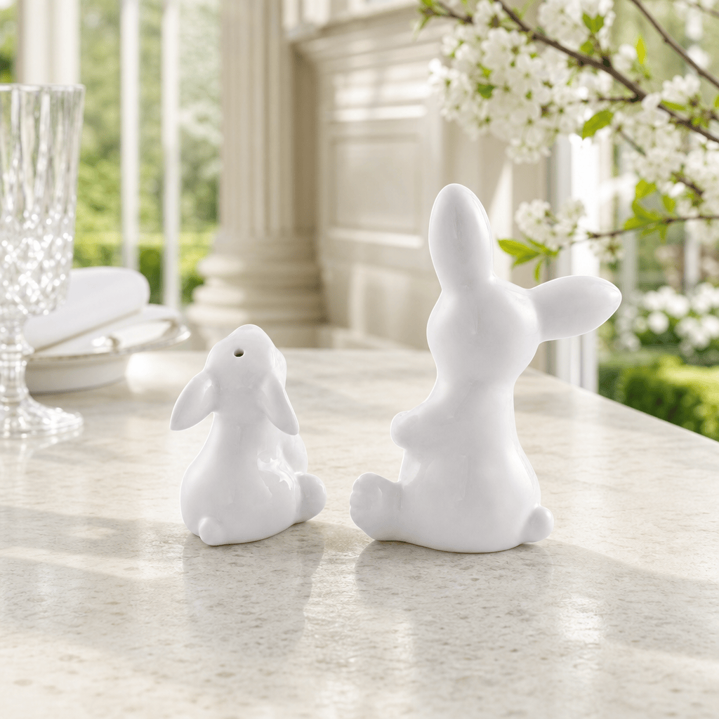 Porcelain Mother and Son Bunny Salt and Pepper