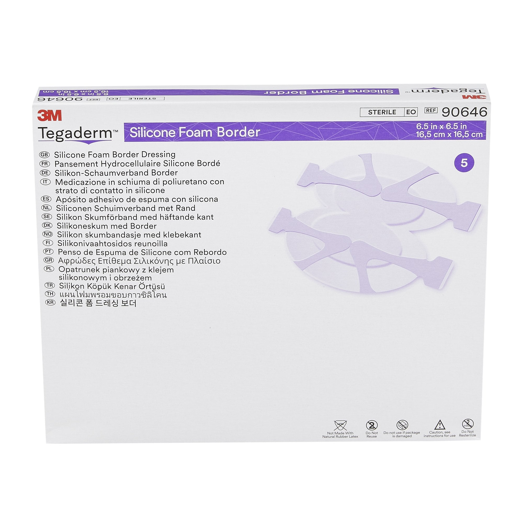3M™ Tegaderm™ Silicone Foam Dressing, 6-1/2 x 6-1/2 Inch Heel / Contour 90646
