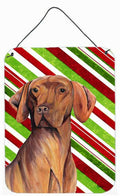 Vizsla Candy Cane Holiday Christmas Wall or Door Hanging Prints Aluminum Metal Sign Kitchen Wall Bar Bathroom Plaque Home Decor Front Door Plaque, 12x16, Multicolor