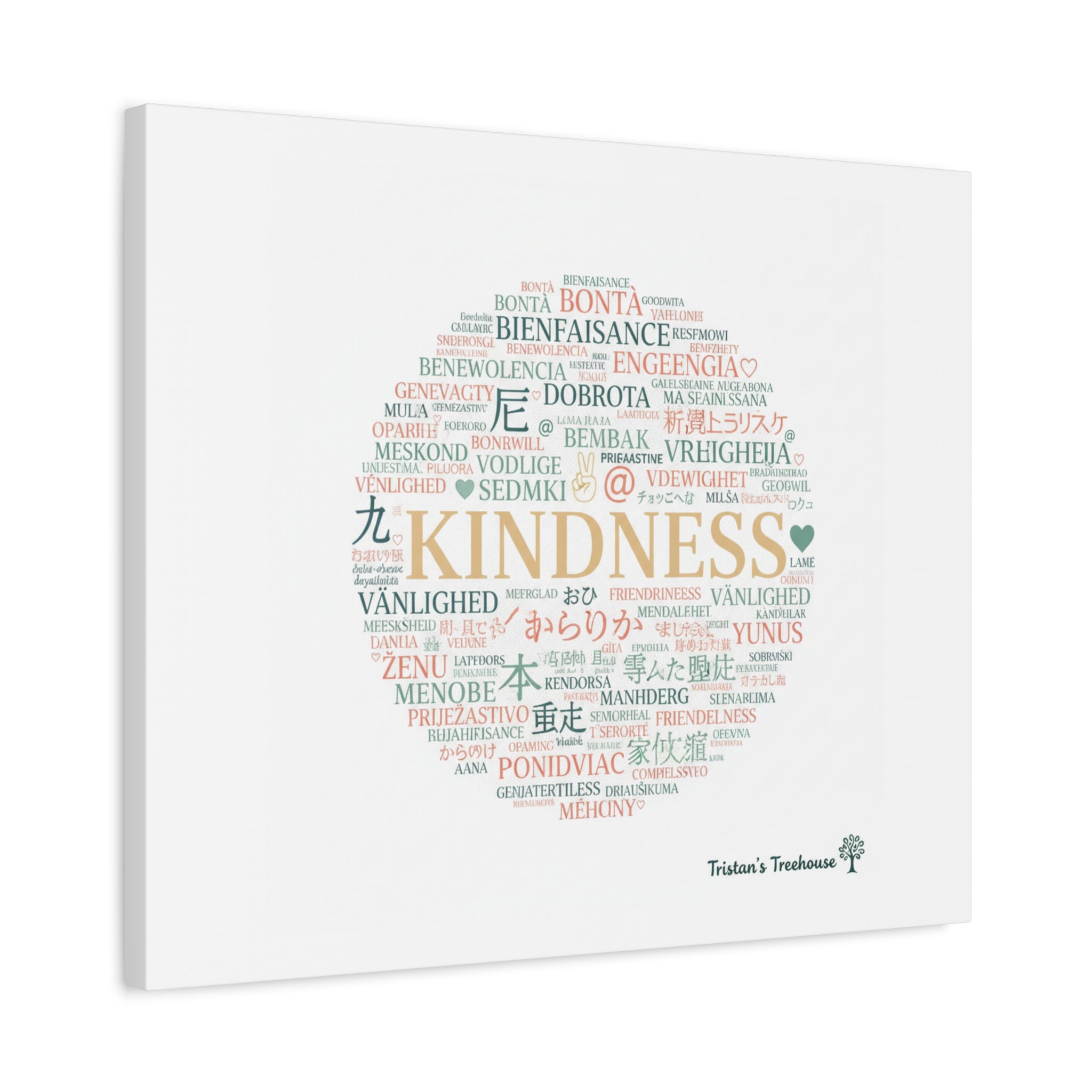 Kindness Word Cloud Canvas | Fresh Start Minimalist Wall Art