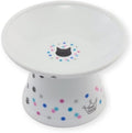 Necoichi Raised Cat Food Bowl – Ceramic Elevated Cat Bowl for Whisker & Neck Fatigue, Dishwasher Microwave Safe – Non-Slip & Anti Vomiting Ergonomic Design (Colorful Dots, Extra Wide)