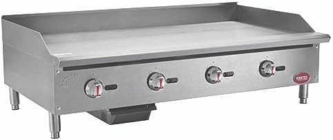 Kratos 29Y-006 48" Commercial Restaurant Gas Countertop Griddle, Manual Controls, 4 Burners, 120,000 BTU Output