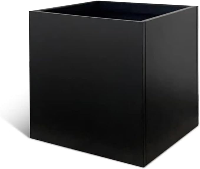 Galvanized Steel Planter Box Black Metal Planter Large Square Indoor Outdoor Planters Cube Steel Heavy Duty Flower Pot 20Inch Powder Coating Modern Commercial Residential for Patio, Deck, Yard, Garden