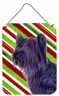 Skye Terrier Candy Cane Holiday Christmas Wall or Door Hanging Prints Aluminum Metal Sign Kitchen Wall Bar Bathroom Plaque Home Decor Front Door Plaque, 12x16, Multicolor