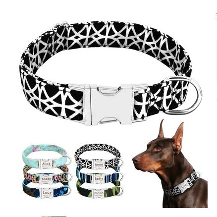 Cat Dog Collar Collar Lettering Anti-lost Tag Small Large Dog Traction Rope Collar Bell Dog Tag Custom