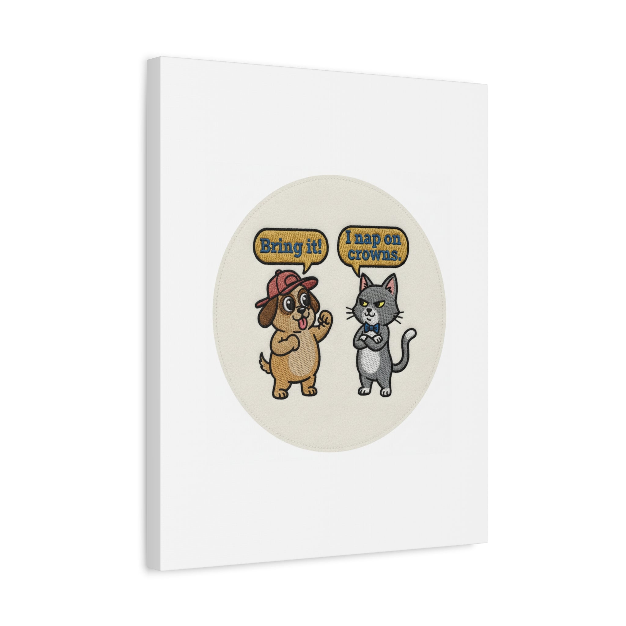 Funny Cat vs Dog Canvas | Pet Rivalry Wall Art