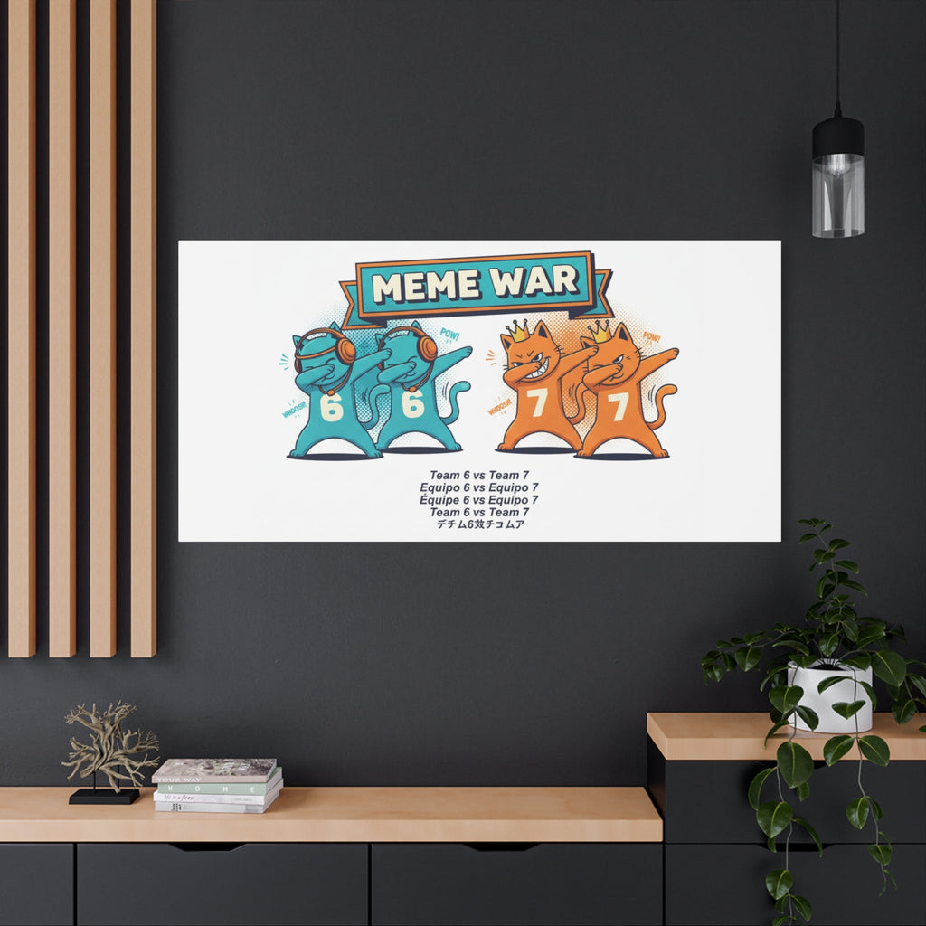 Meme War: Six vs. Seven Canvas Wall Art