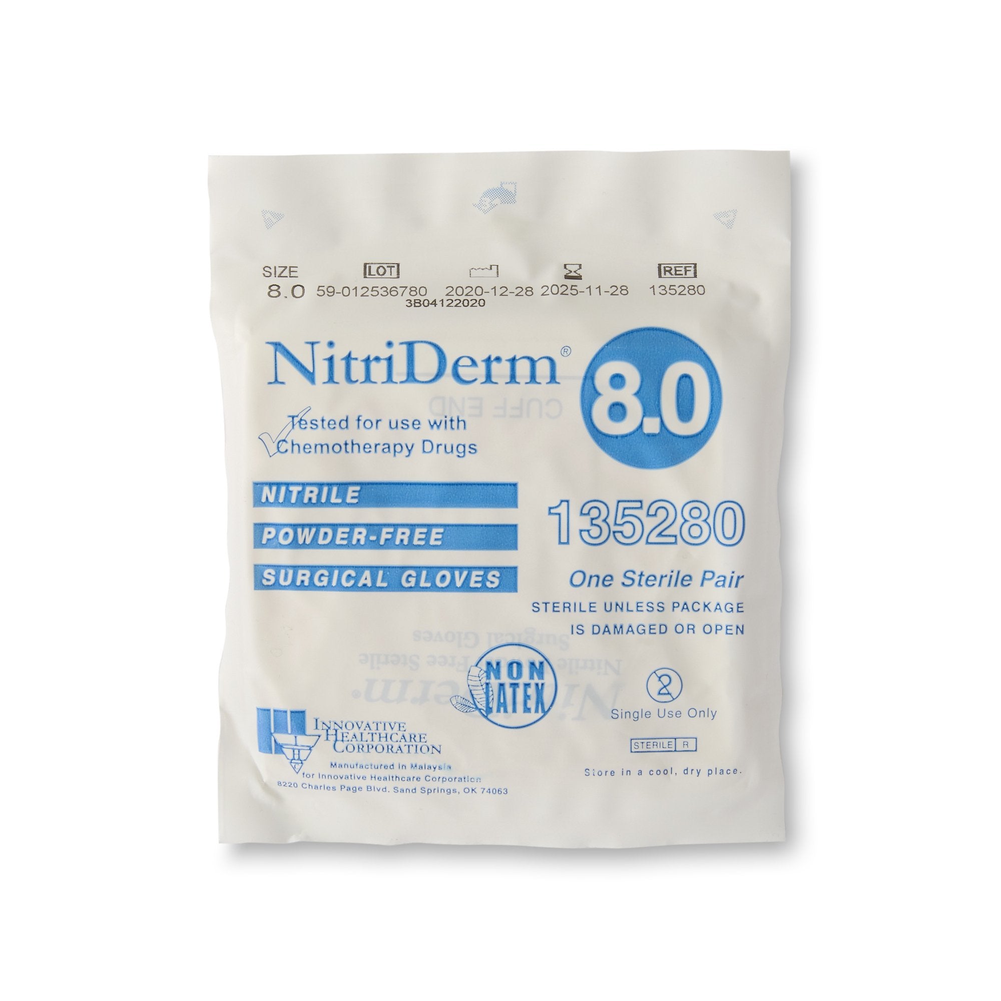 NitriDerm® Nitrile Surgical Glove, Size 8, White 135280