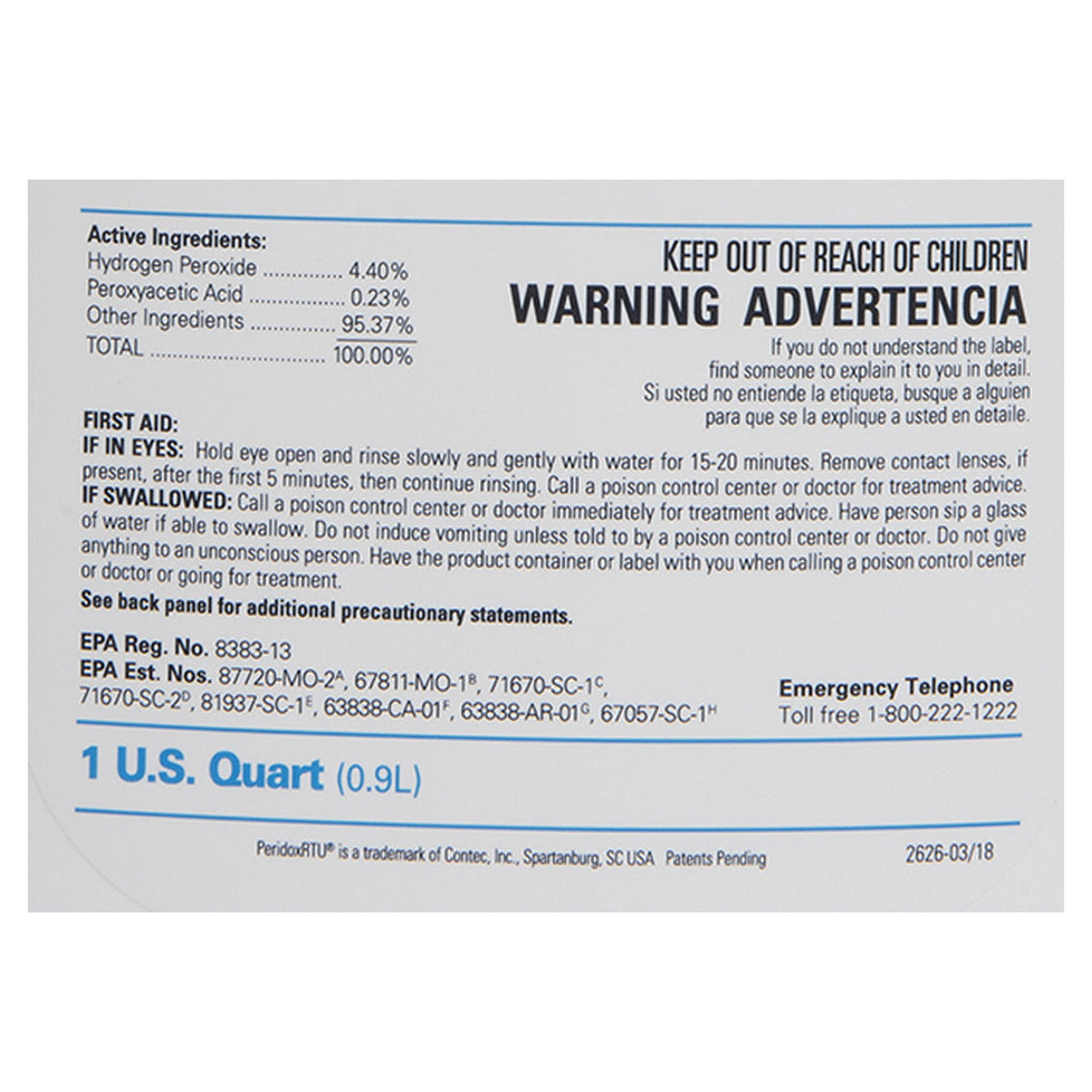 PeridoxRTU® Sporicidal Peroxide Based Surface Disinfectant Cleaner, 32 ounces CR85335IR