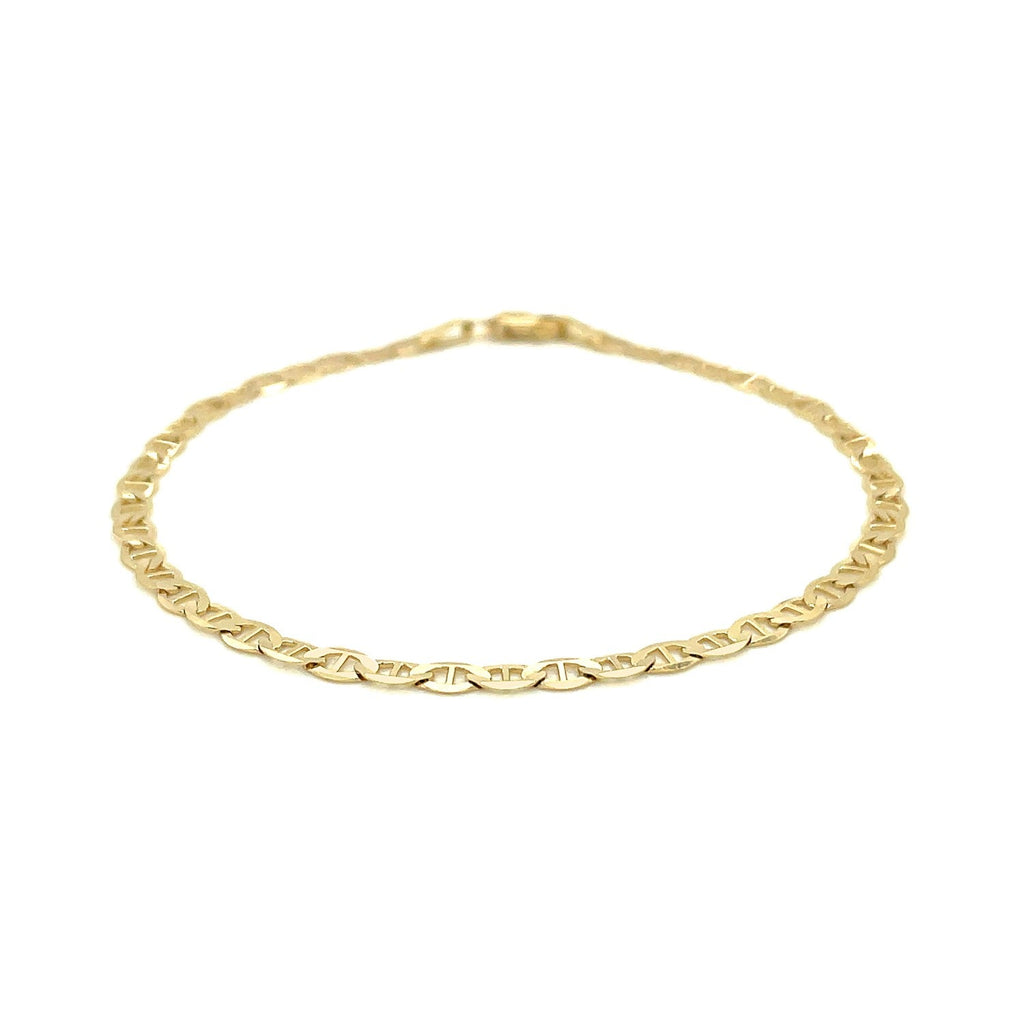 3.2mm 14k Yellow Gold Mariner Link Anklet - PhishStones Products