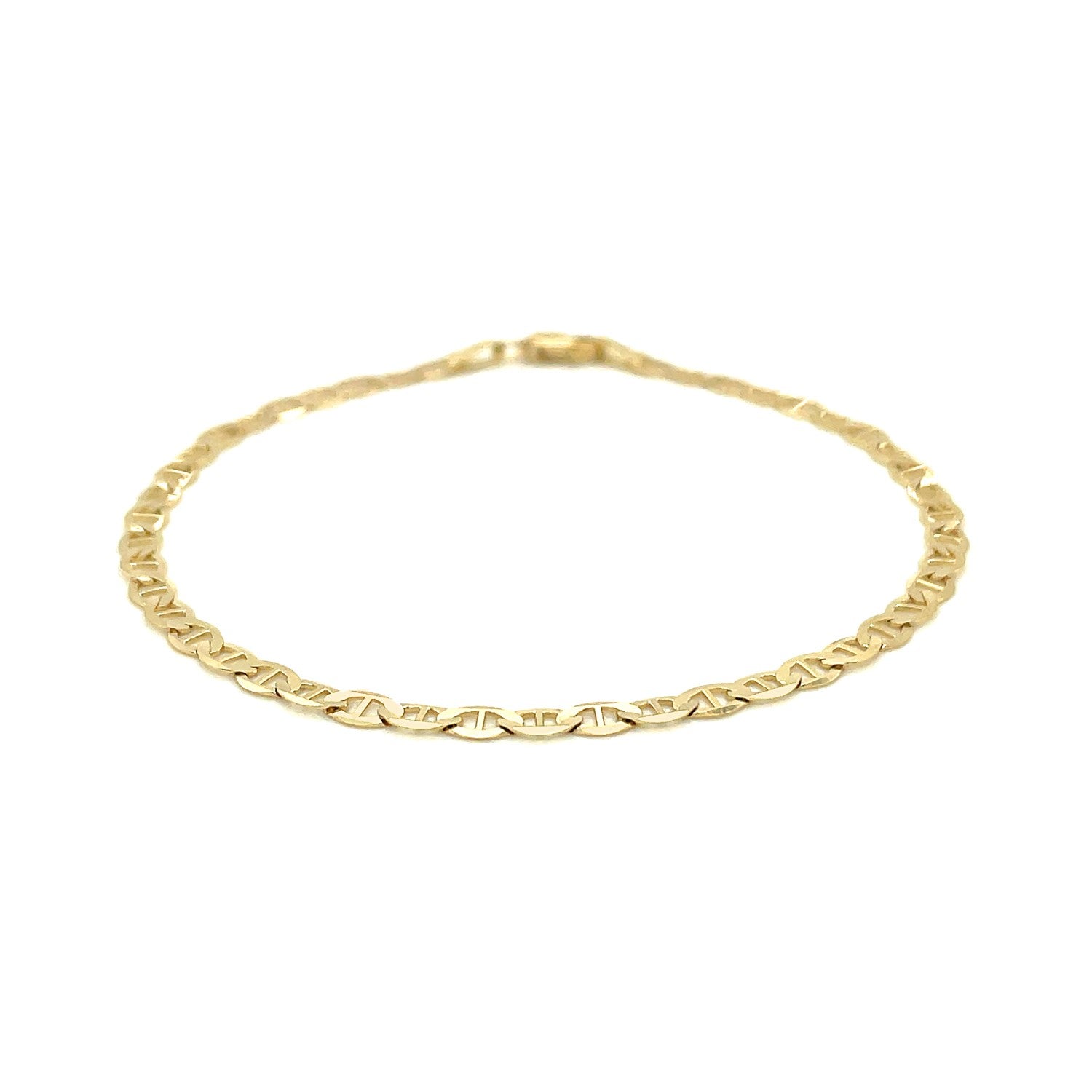 3.2mm 14k Yellow Gold Mariner Link Anklet - PhishStones Products