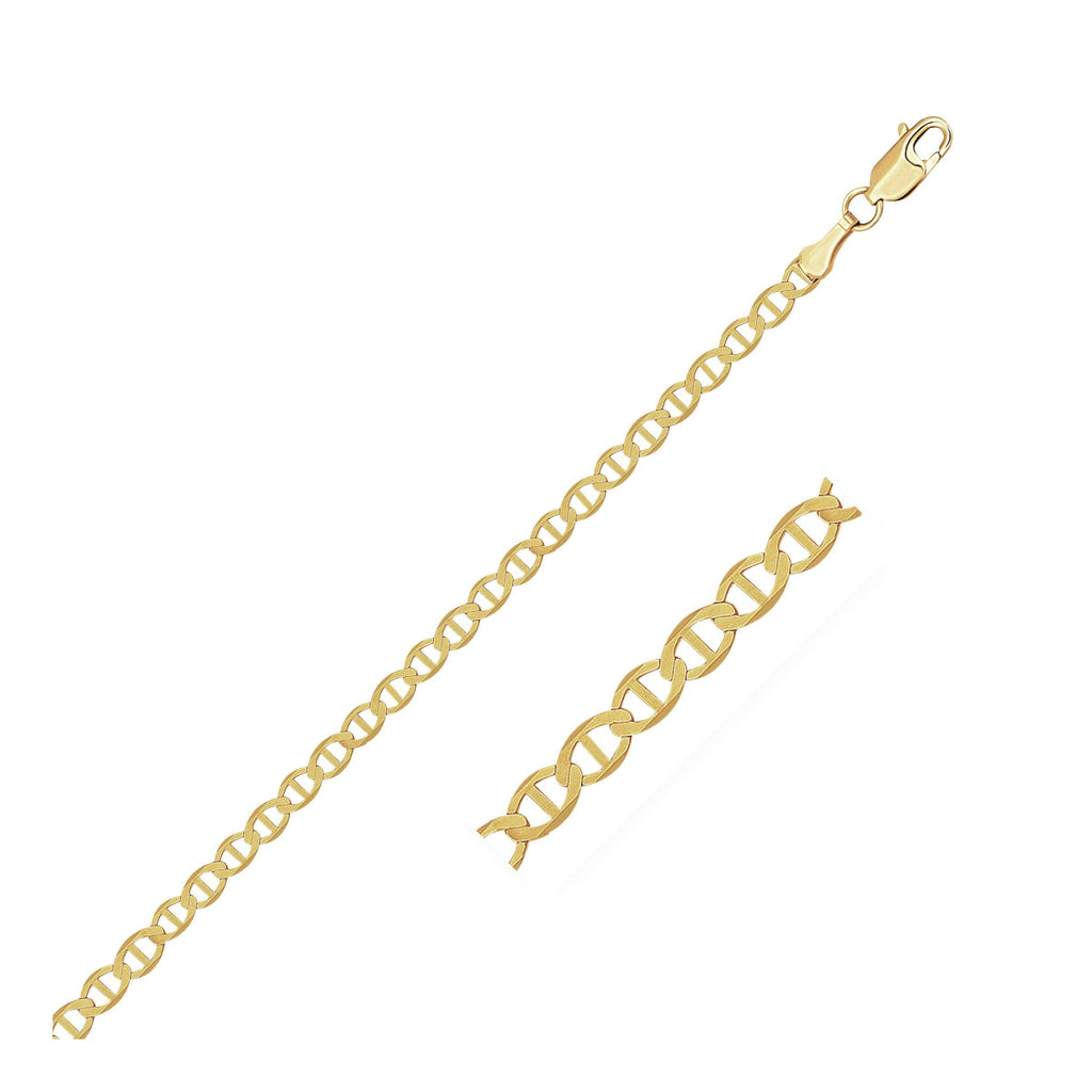 3.2mm 14k Yellow Gold Mariner Link Anklet - PhishStones Products