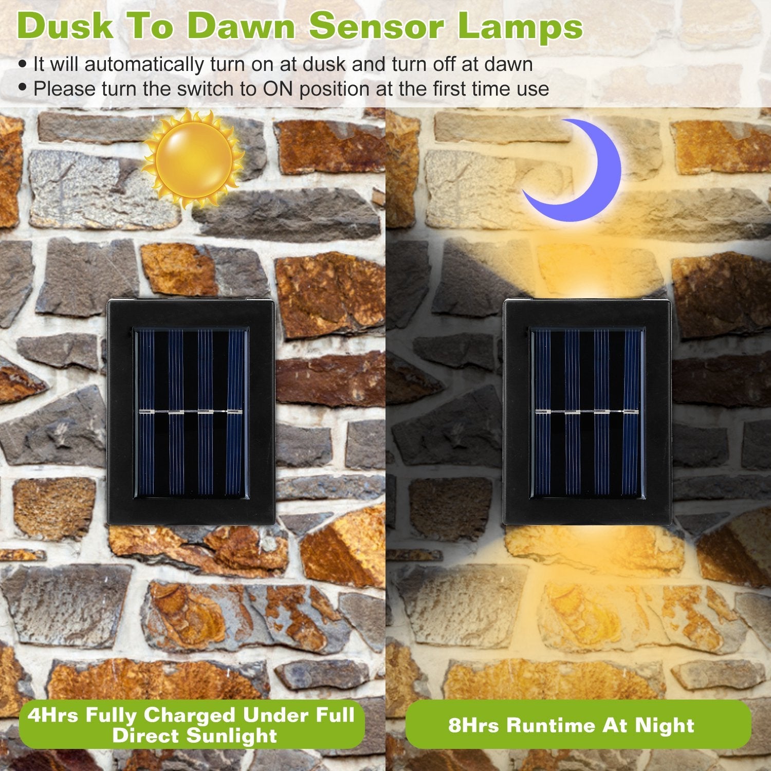 2Pcs Solar Deck Lights Outdoor 2LED Beads Waterproof Sensor Fence Stair Lamps For Patio Landscape Yard Warm White Lighting Color