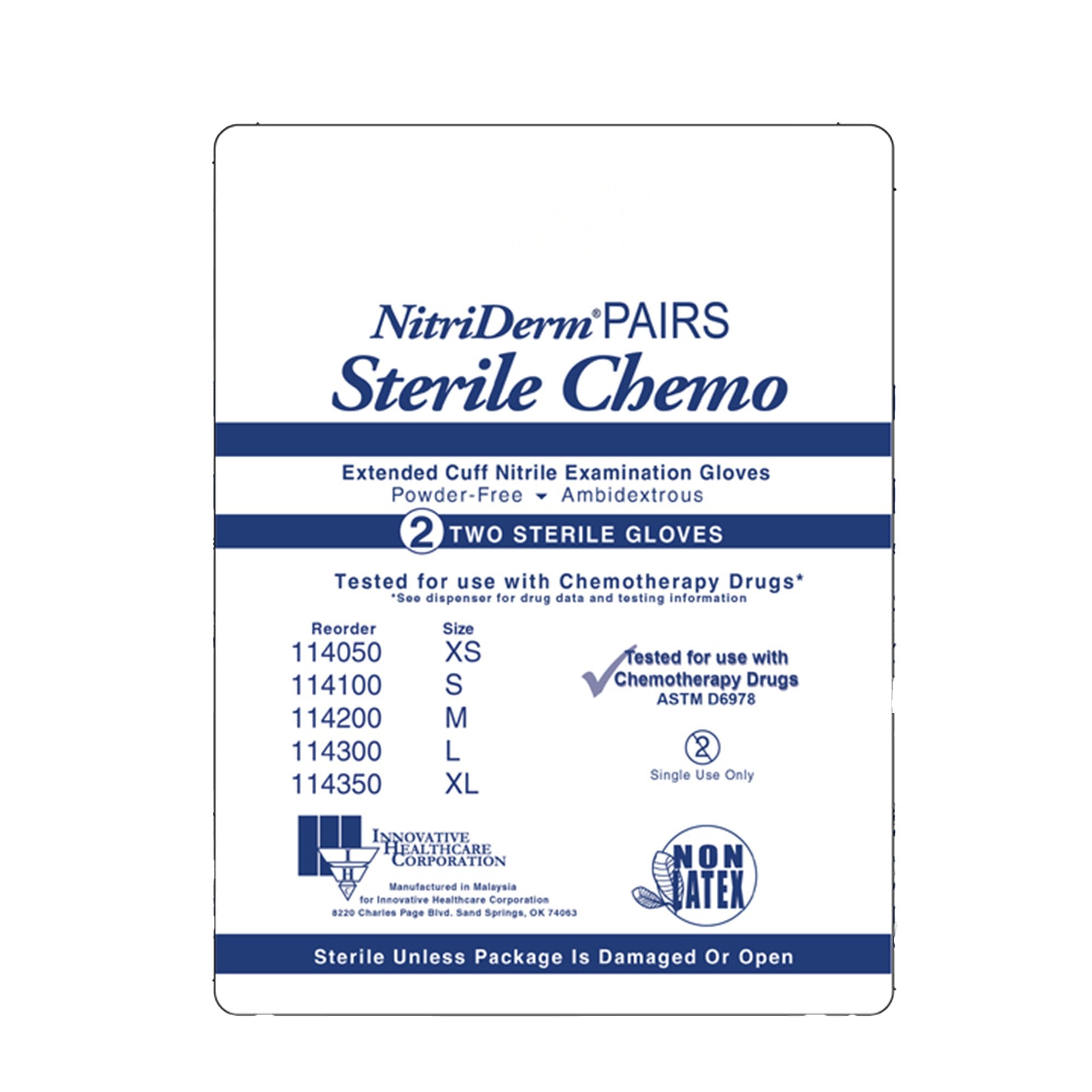 NitriDerm® EC Nitrile Extended Cuff Length Exam Glove, Medium, Blue 114200