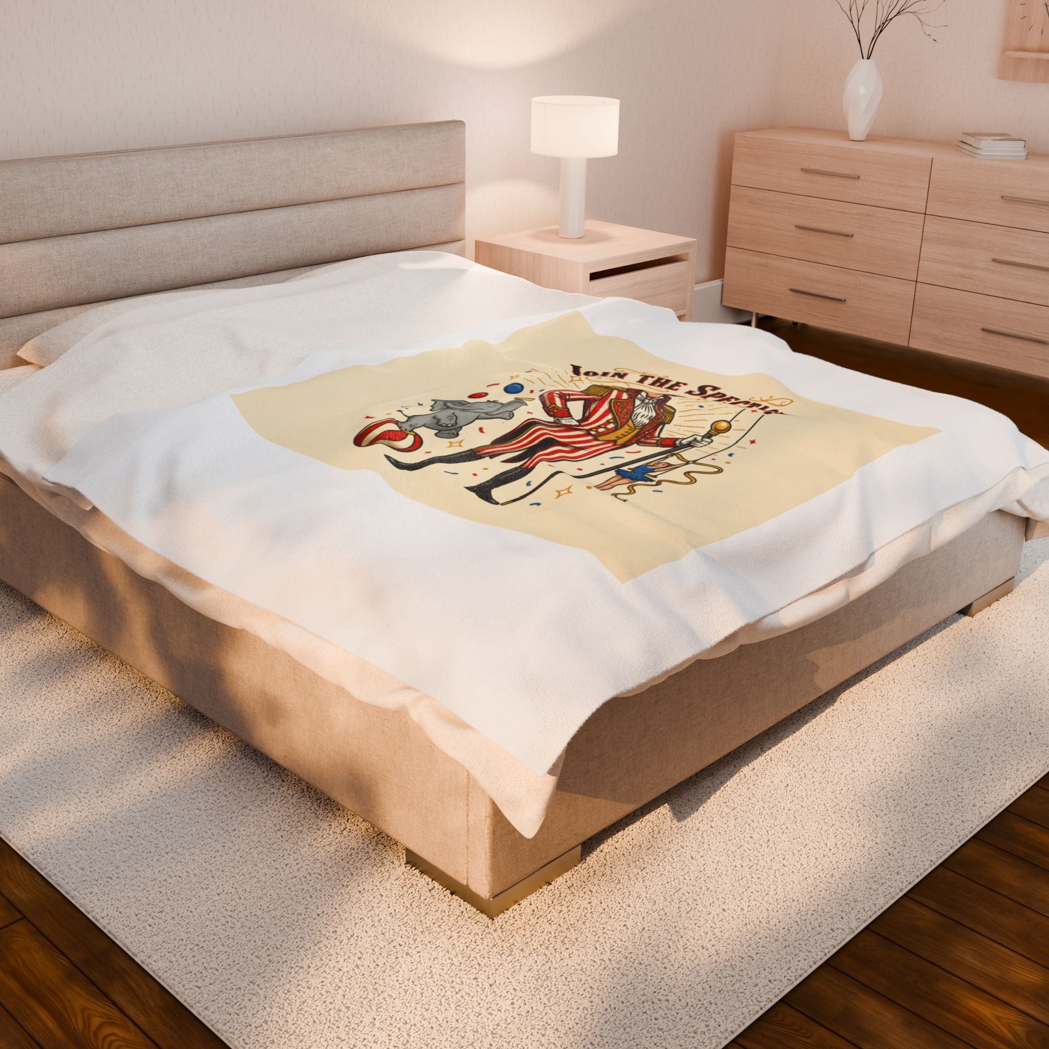 Join the Spectacle! Circus Ringmaster Velveteen Blanket | Vintage Carnival Design, Camp Circus Aesthetic