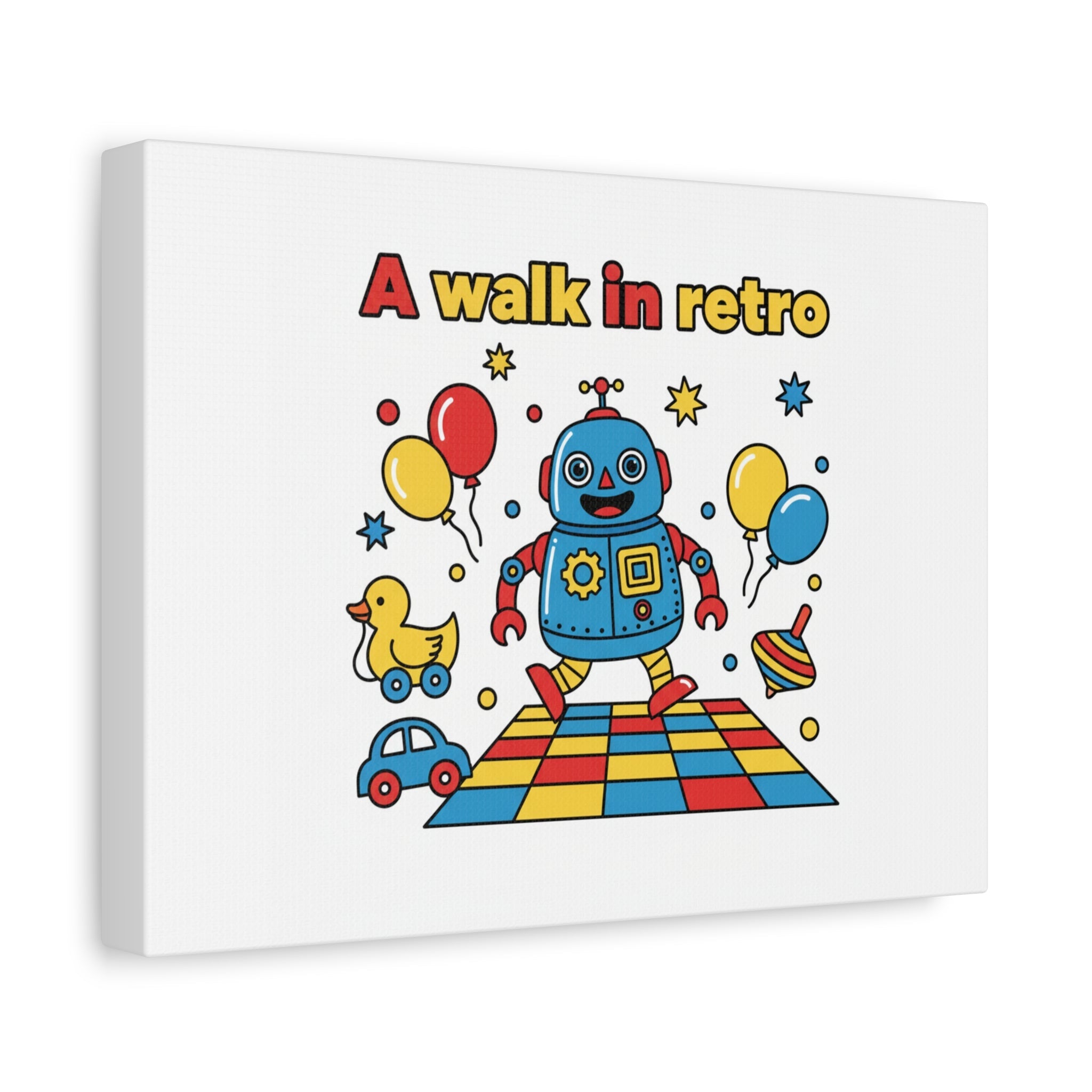 Retro Toy Robot Canvas | Throwback Kid, Primary Color Nostalgia