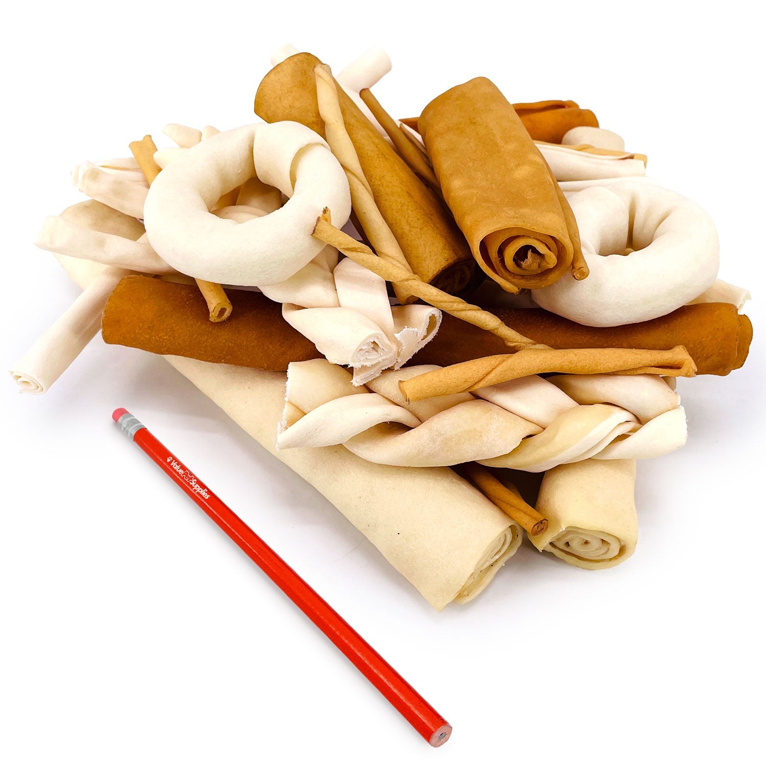 ValueBull USA Beef Rawhide, Varied Mix of Fun Shapes for Dogs, 2 Pound