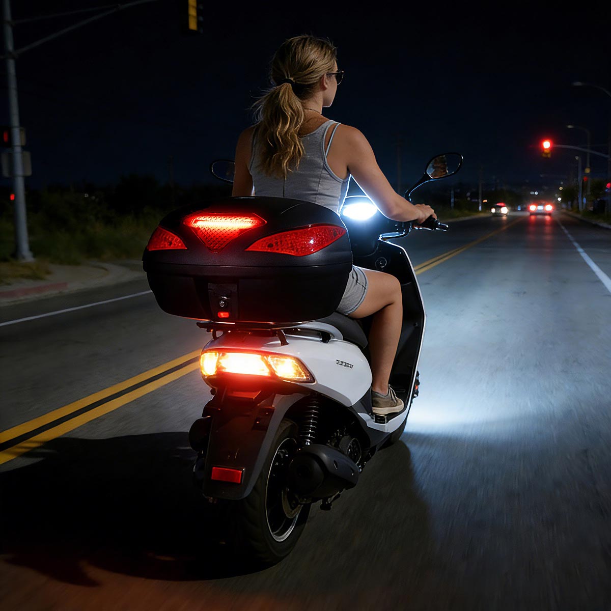 Yescom Motorcycle Trunk with Lights Quick Release Scooter Tour Pack