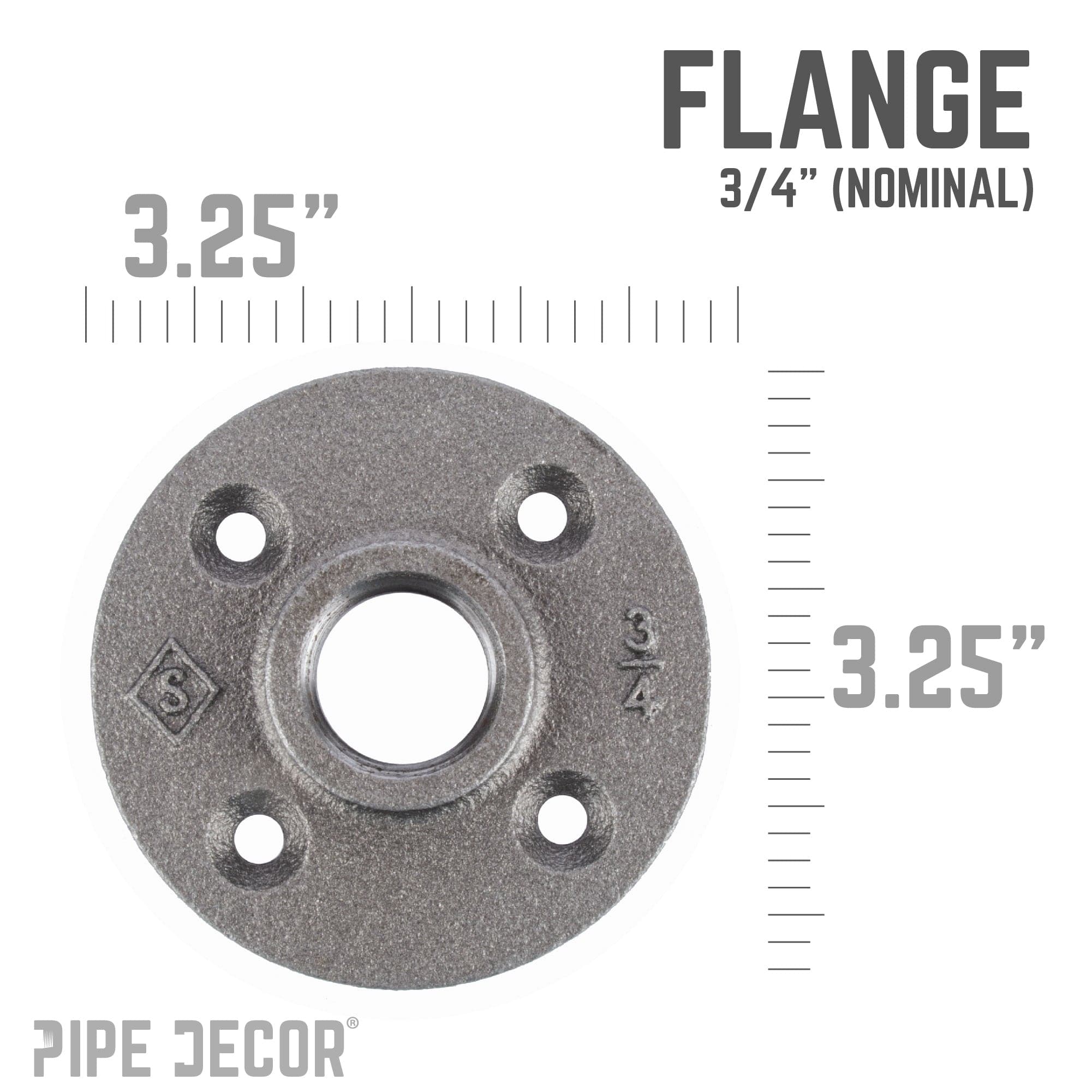 3/4 in. Black Floor Flange - PhishStones Products