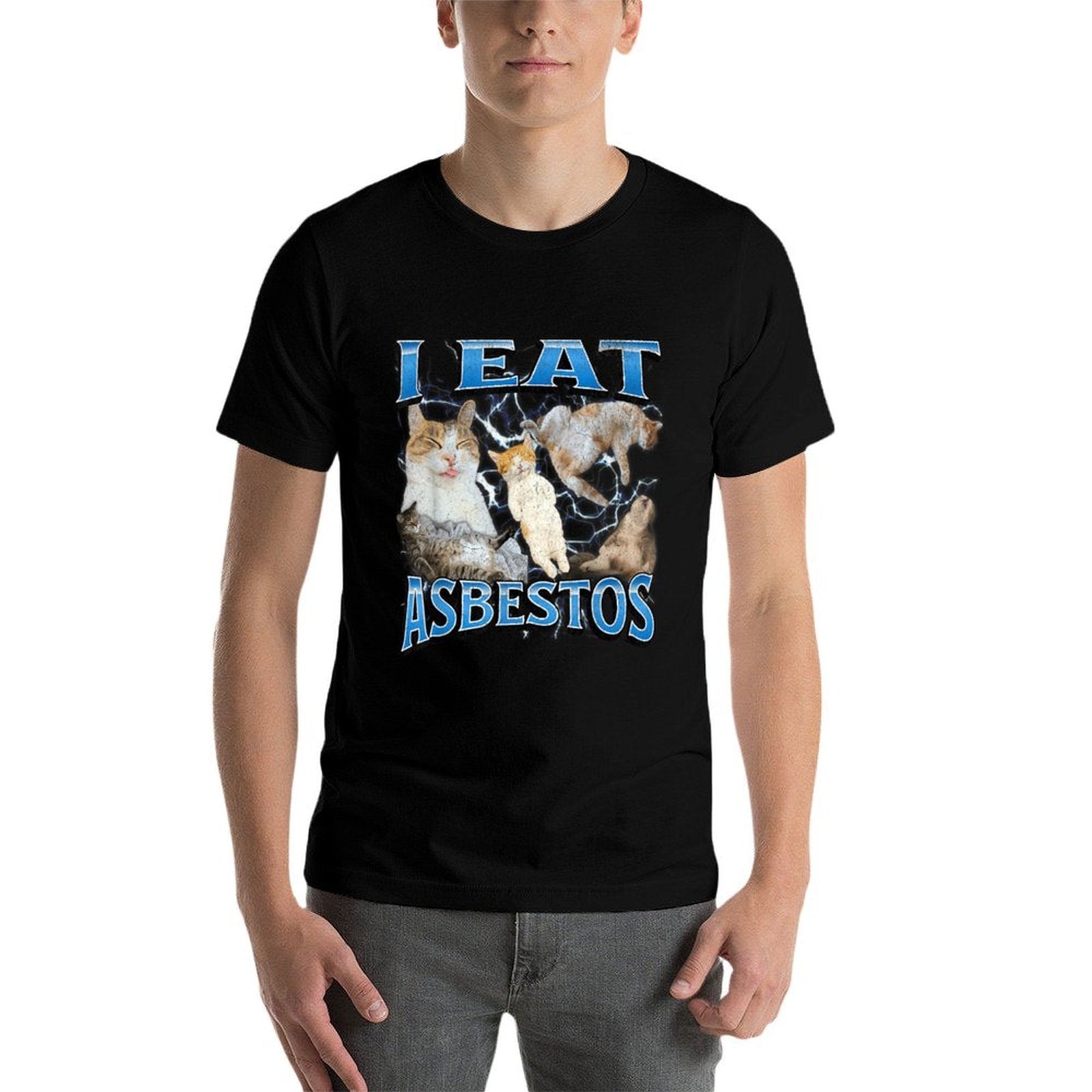 I Eat Asbestos Funny Offensive Cat Meme Bootleg Graphic  Slim-fit Cut T-Shirt