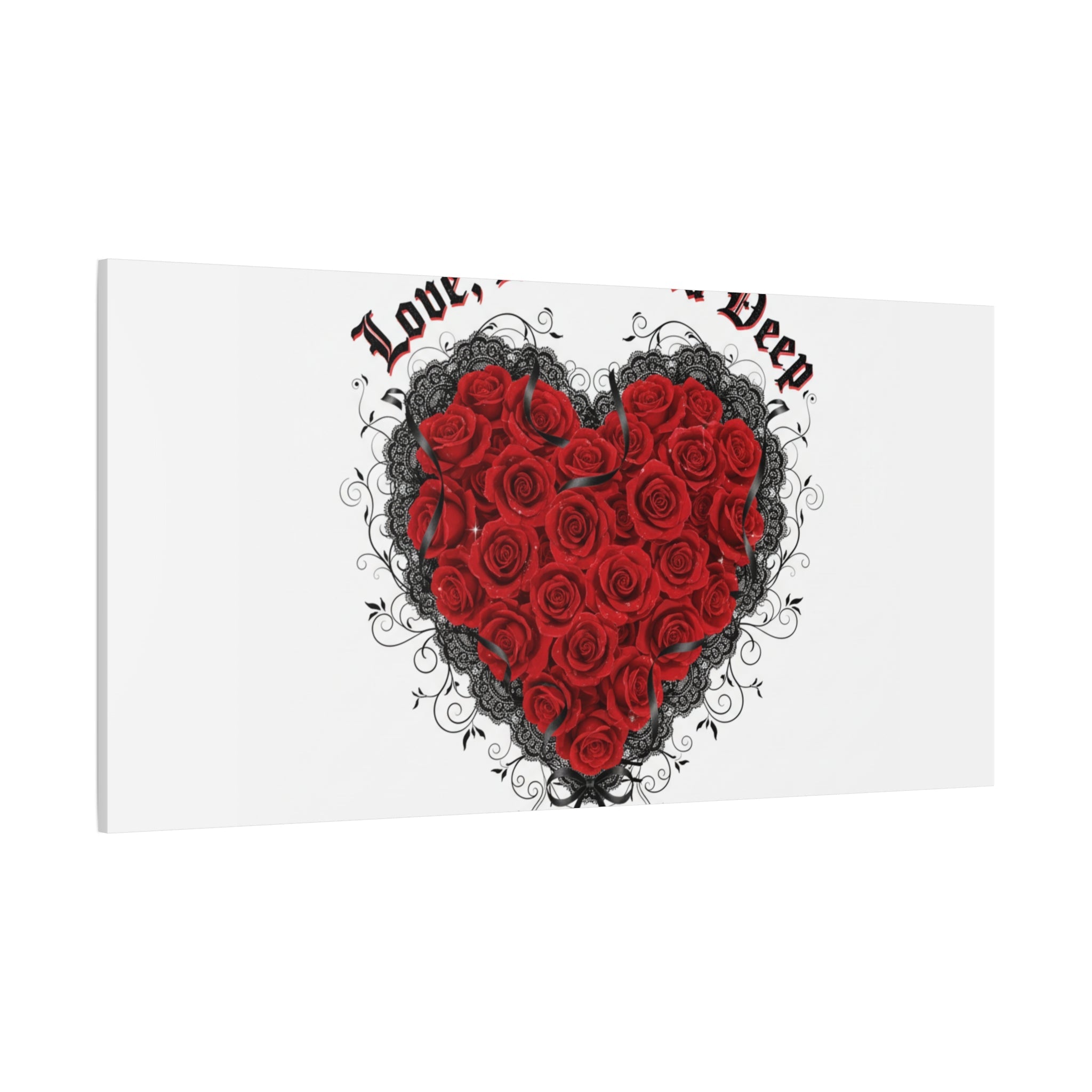 Love Dark and Deep Heart Canvas, Nu Romantic Gothic Romance, 80s Nostalgia