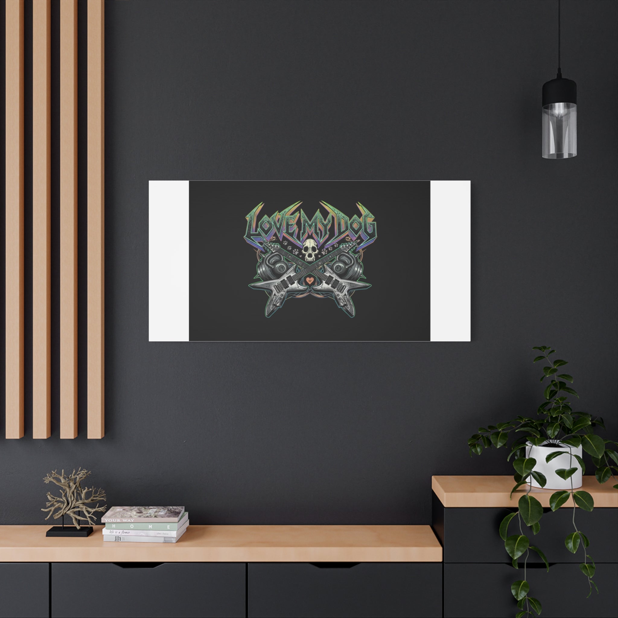 Love My Dog metal font Canvas | gothic wellness quote, edgy self-care merch