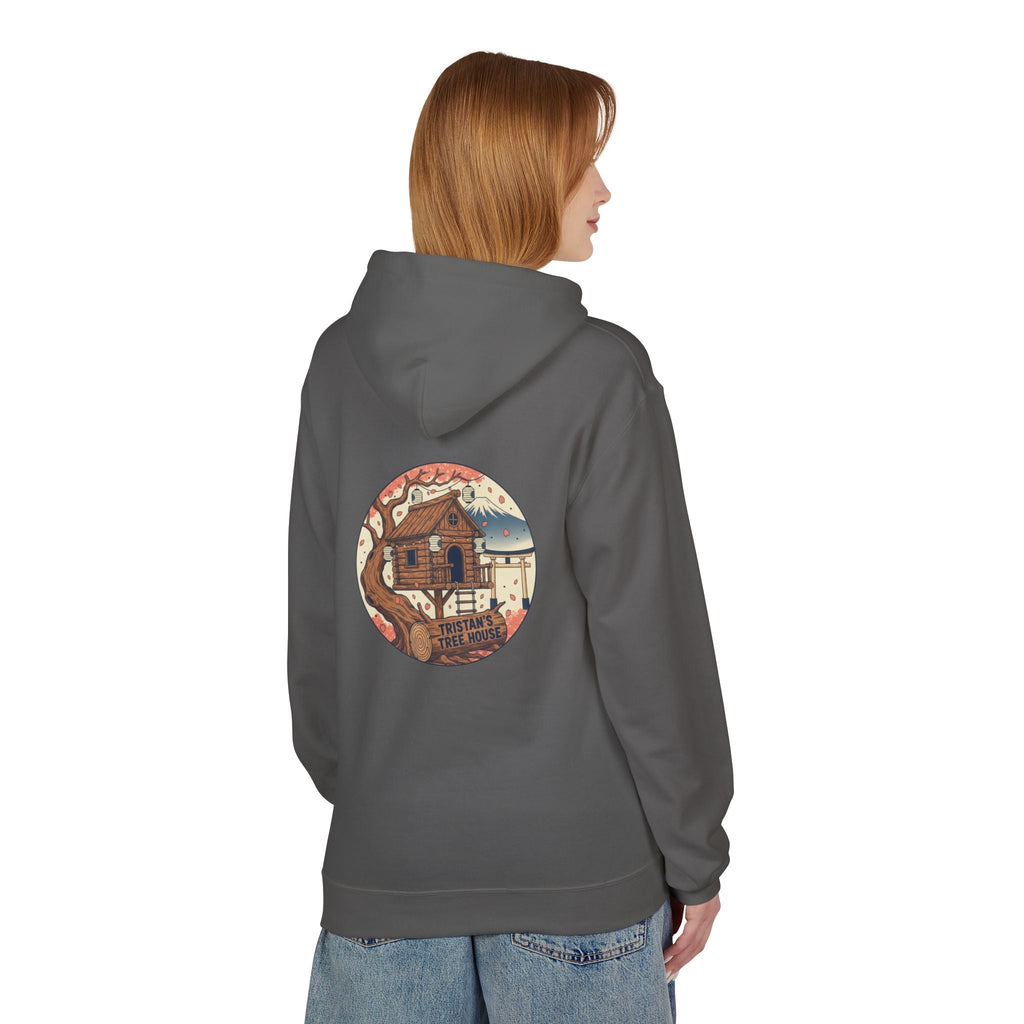 Hoodie — “Love is a Universal Language” Cozy Retro Cabin Graphic Hoodie