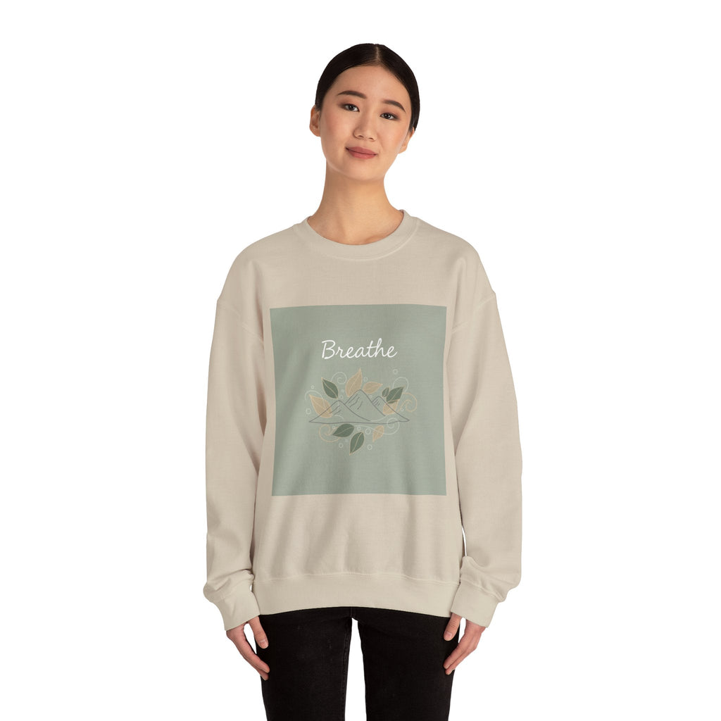 Breathe mountain leaf design Sweatshirt | nature vibes, calming minimal